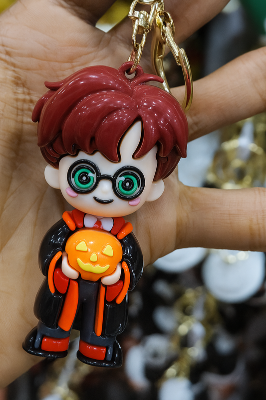 Cute Harry Potter Chibi Keychain – Halloween Pumpkin Edition