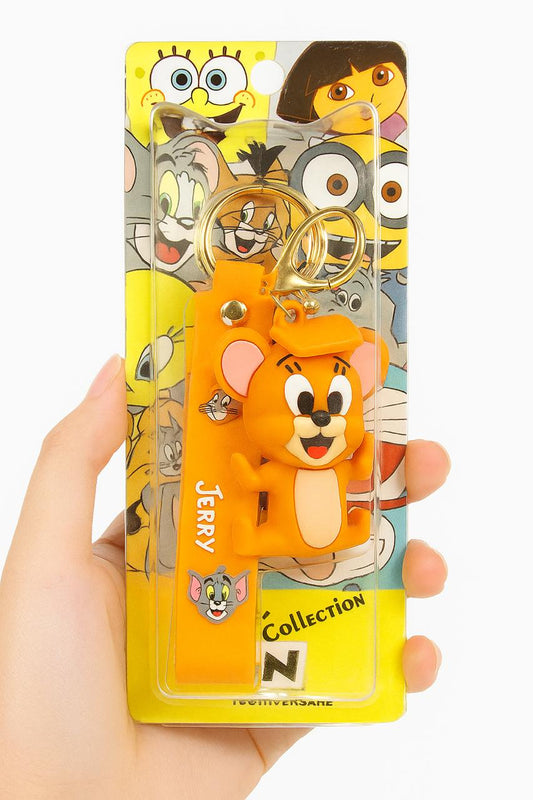 Jerry Cartoon Character Keychain – Cute Rubber Keychain for Kids & Adults